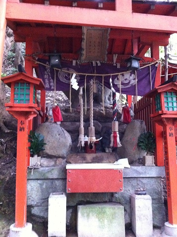 鹿嶋神社境内にある小さな鳥居と賽銭箱
