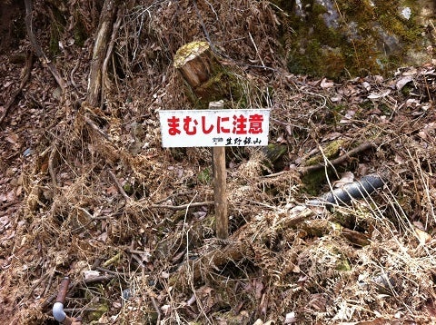 マムシ注意の看板